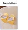 Hepburn-Inspired Geometric Diamond Earrings: Versatile, Fashionable, Light Luxury Copper with 18k Gold Plating