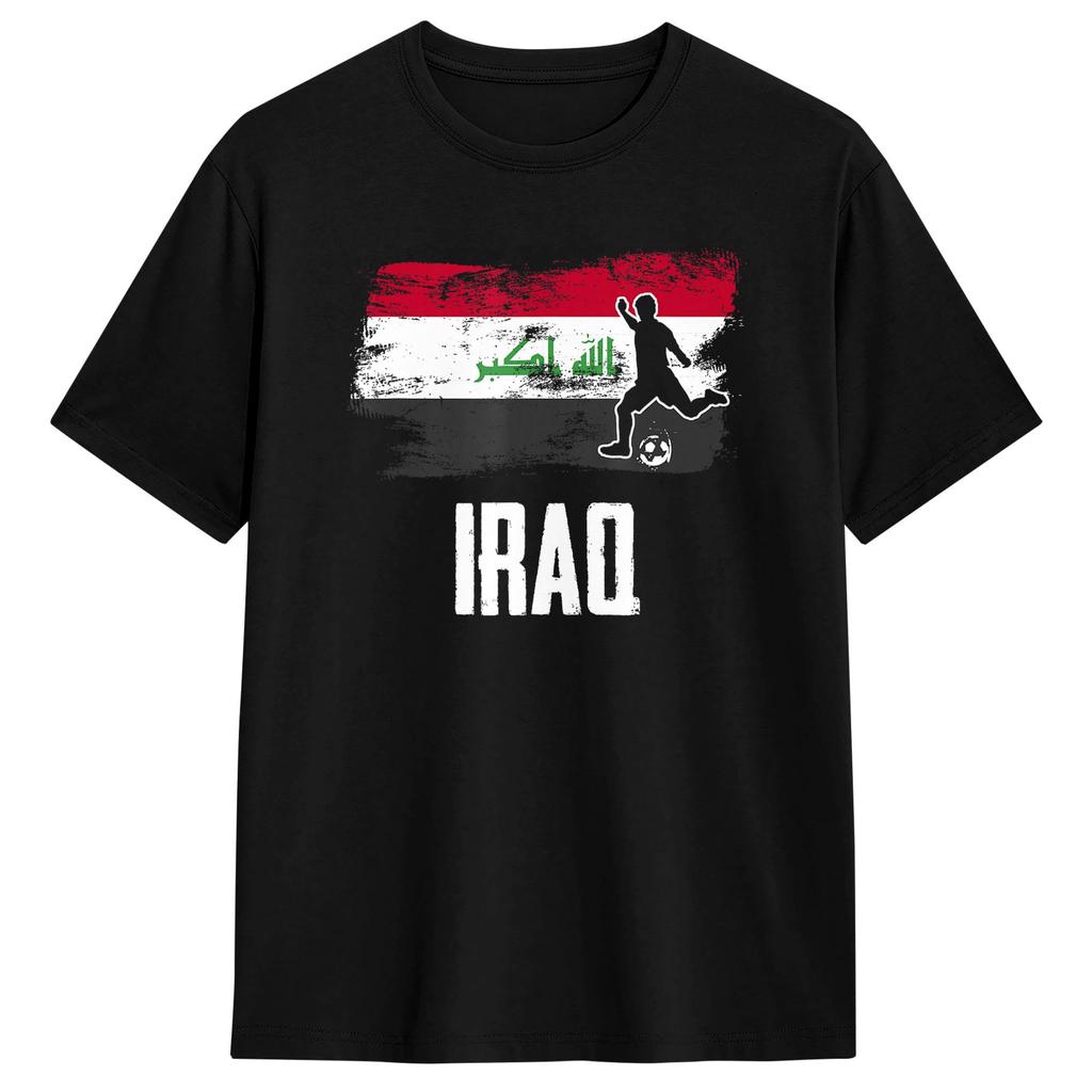 Iraq Flag Iraqi Soccer T-Shirt Summer Harajuku T Shirts Man Cotton Round Neck Oversized Tees Short Sleeve Street Style Tshirt