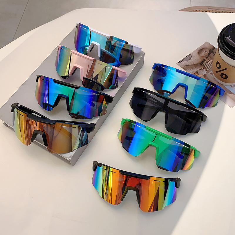 KAMMPT Trendy Cycling Sunglasses Men Motorcycle Ski Bike Goggles with Anti-UV Windproof Outdoor Sports Mirror Shades for Women's