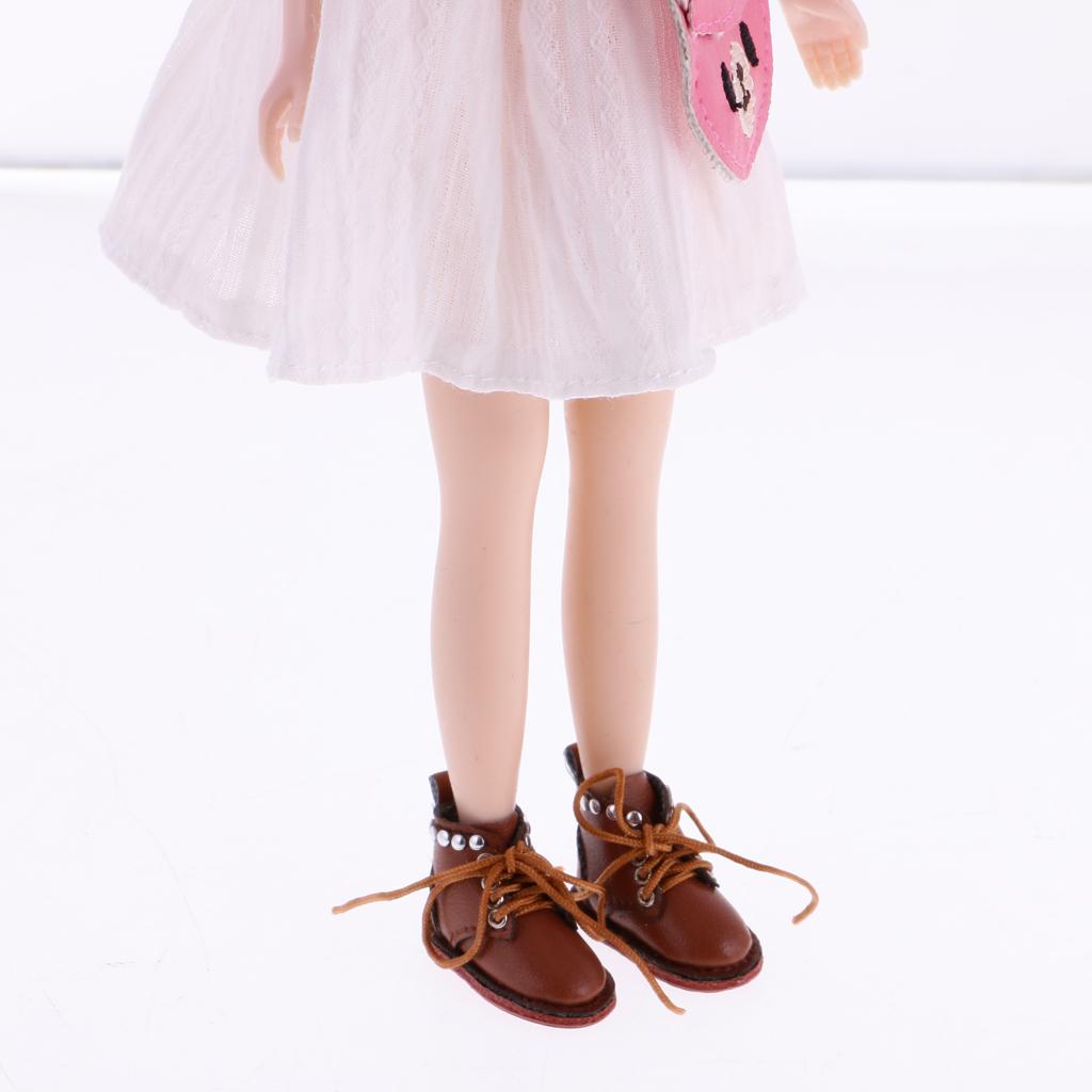 Fashion Floral Sleeveless Dress & PU Leather Boots Shoes for 12'' Doll Costume ACCS