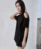 Lense One Shoulder Line Snap Tee Black