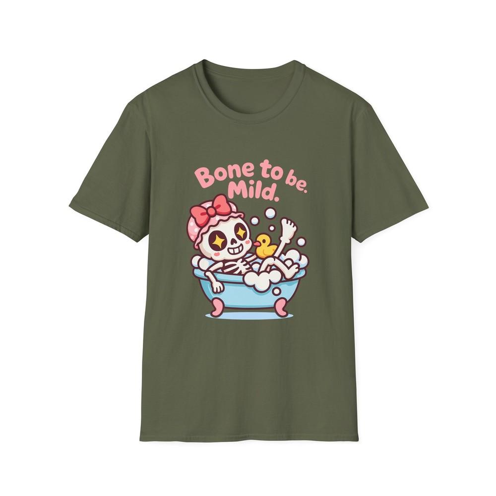 

Unisex Softstyle T-Shirt Chibi Skeleton Bubble Bath Red Bow Duck Halloween Fall 3XL