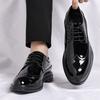 Leather Shoes Men's Glossy Brock Carved Youth Single Shoes Groom Wedding Shoes Wedding Leather Shoes 2025