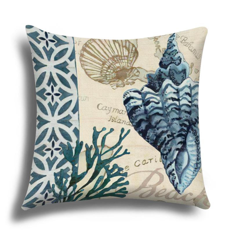 Linen Pillowcase, Marine Life Printing Cushion Cover 40x40 50x50 60x60, Suitable for Bed Car Sofa, Pattern Can Be Customized