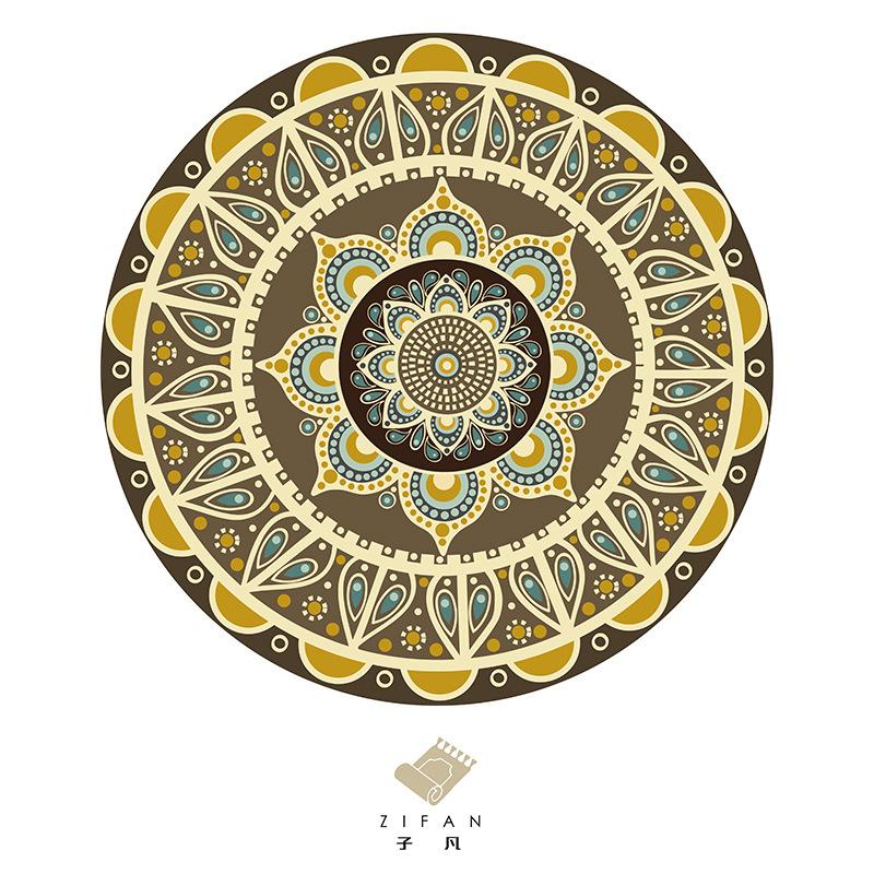 Koberec Retro bohémský kulatý noční stolek Geometrická podlahová rohož Obývací pokoj Home Decor