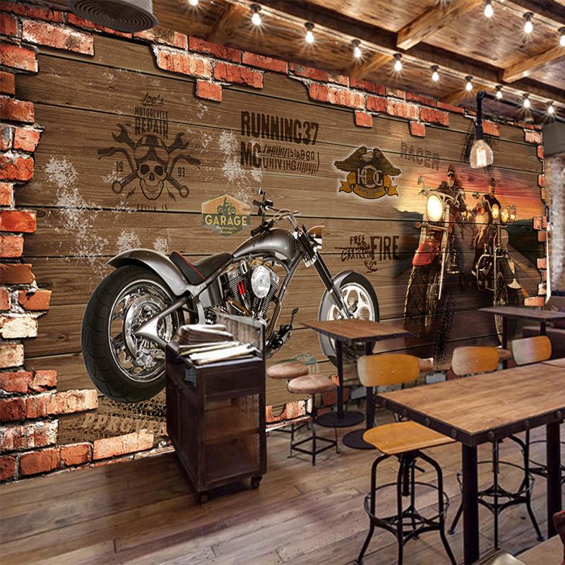 

Personalized Customization Retro Motorcycle Brick Wallpaper Restaurant Cafe Creative Decor 3D Embossed Mural Papel De Parede 3 D 200 cm(W) x 140 cm(H)