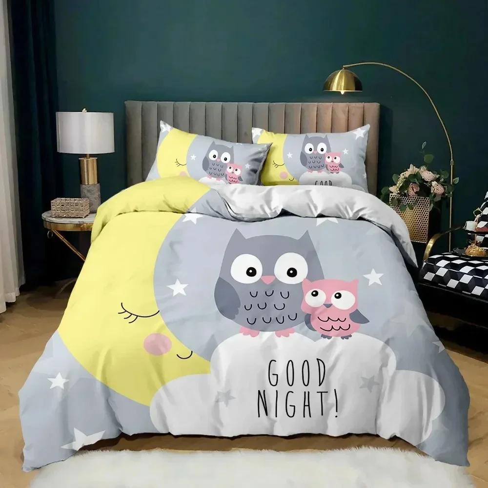 Owl Duvet Cover Twin King Queen Size Cartoon Owl Comforter Cover Bird Animal Bedding Set Boys Quilt Cover Polyester Quilt New