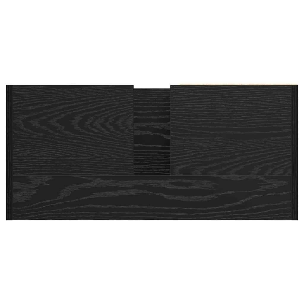 Bathroom Cabinet with Door Black Oak Effect 63 x 29 x 55 cm