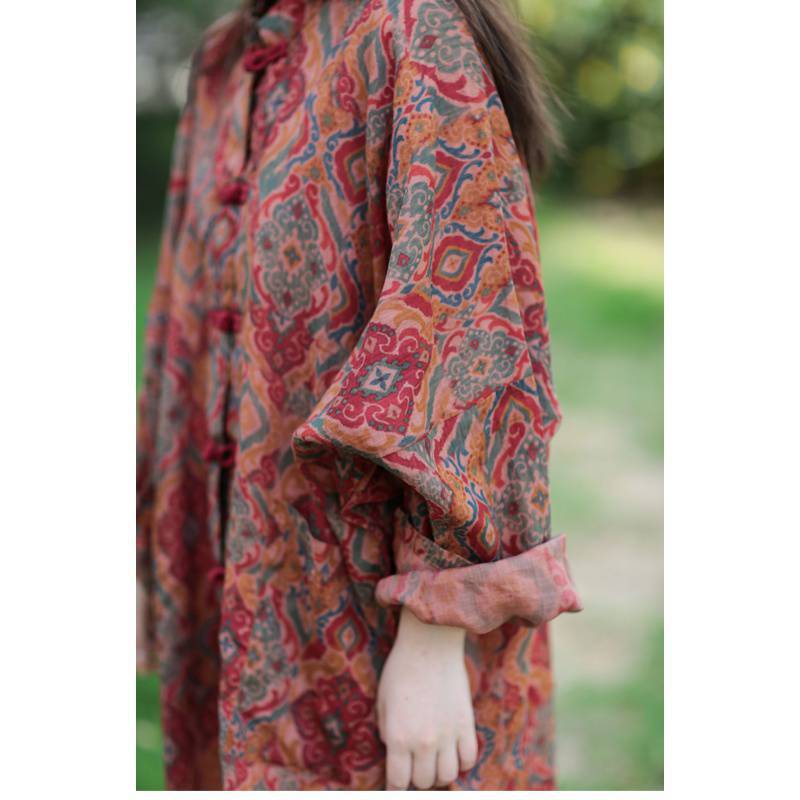 Camisa estilo étnico, jaqueta, primavera e verão, estampa, novo estilo chinês, fivela solta, protetor solar, manga comprida, top feminino