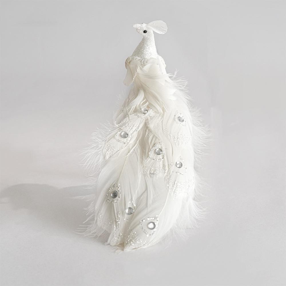 Glitzer Clip-on Pfau Baum Dekoration Langer Schwanz Weich Flauschig Weihnachten Pfau Anhänger Eingebauter Clip Schimmernde Gefiederte