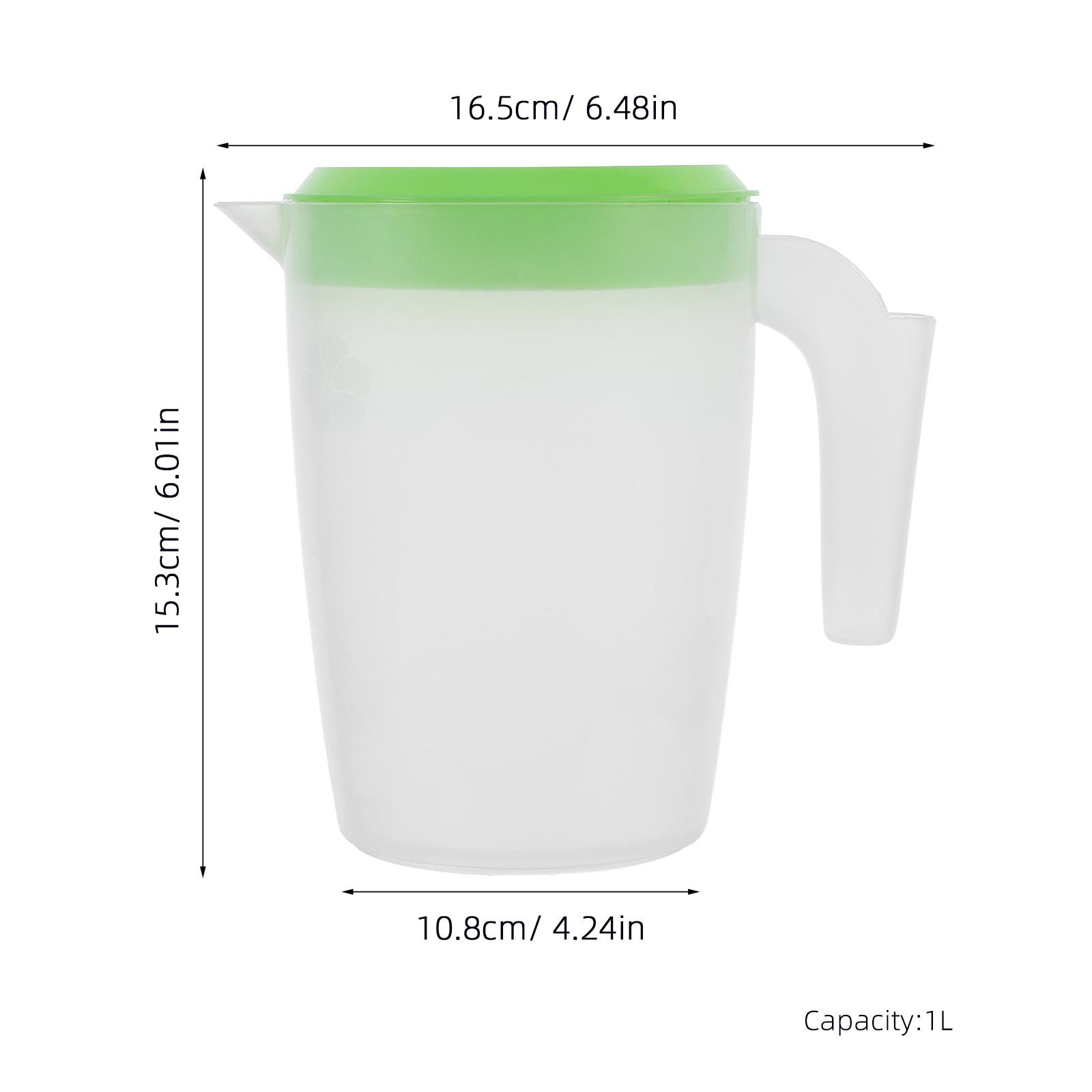 

1L Clear Plastic Beverage Pitcher with Lid for Fridge Storage of Water Juice Tea Easy Carry Jug for Daily Use and Social зелений