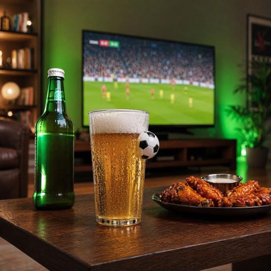 Soccer Beer Glass, Football-Shaped Glass Mug, 700ml Capacity Hot Cold Drink Glass Cup for Bar Pub Home Use