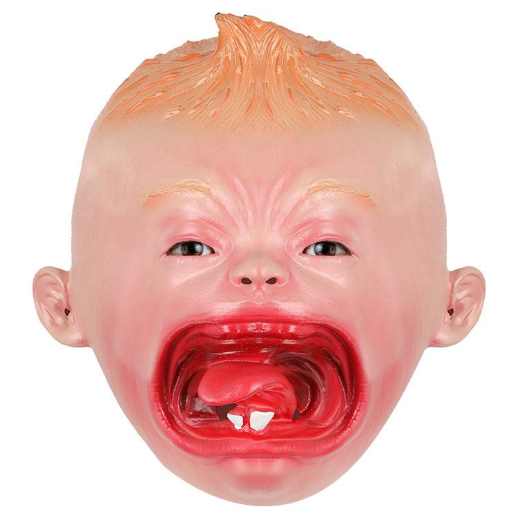 Halloween latex mask headgear cute blue baby crying face doll adorable child mask for bar parties and dances 40579