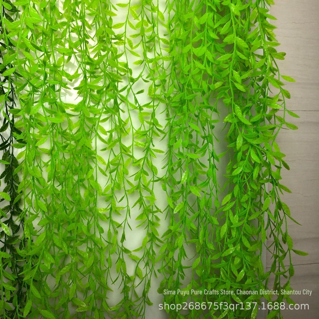 Green Willow Leaf Dragon Ceiling Rattan Wall Hanging Plant Decoration.