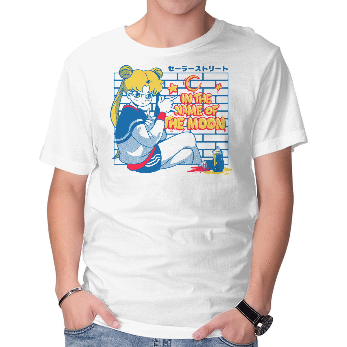 Unisex Crew Neck T-Shirt Sailor Street Graphic Short Sleeve Casual Tee XL