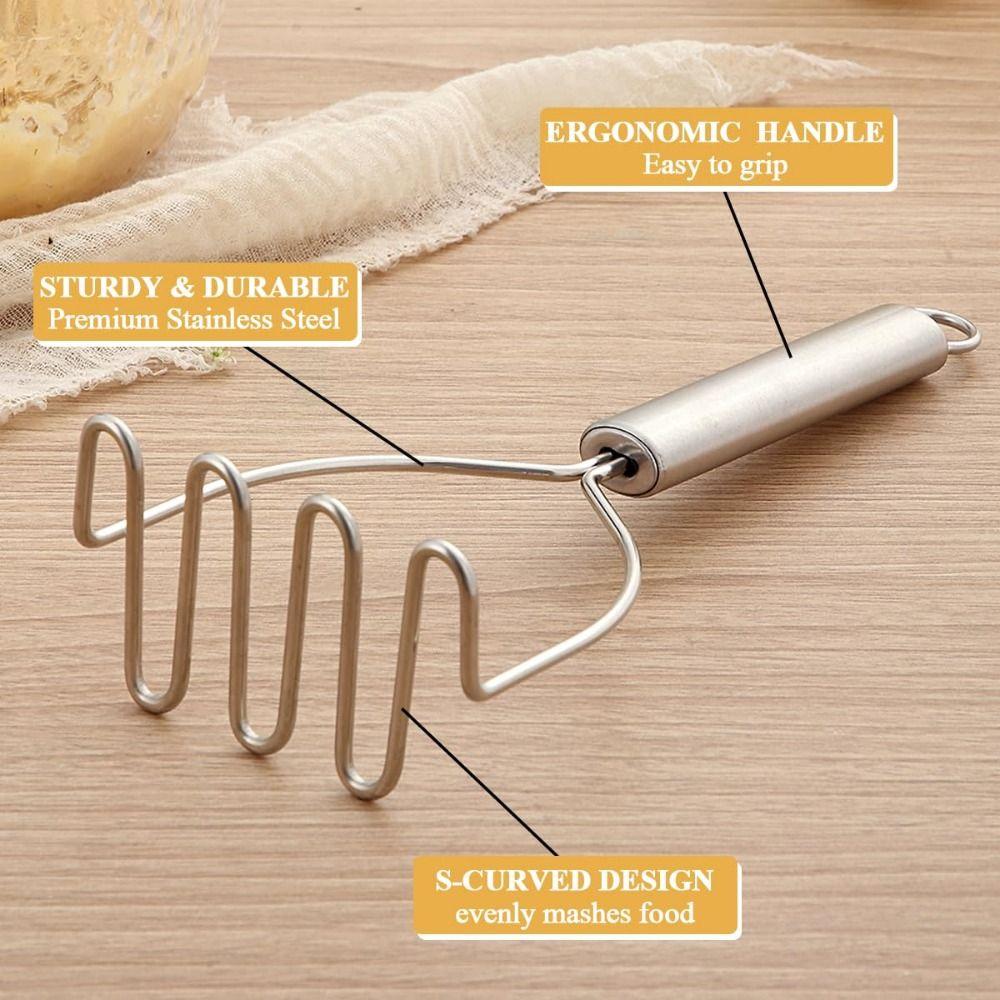 1/2 Pcs Stainless Steel Potato Masher Heavy Duty Pusher Fruit Tools  Fruit Processing