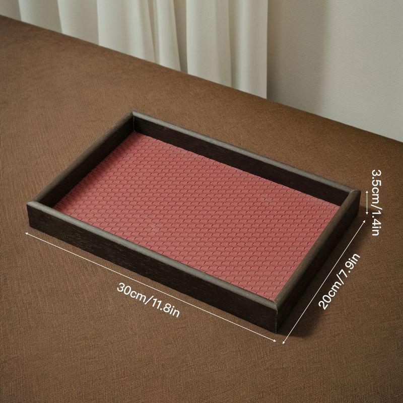 

Настольная деревянная шкатулка для хранения ювелирных изделий с кожаным основанием - Роскошный декоративный поднос для прихожей, высокая ценность 30x20x4 cm красный