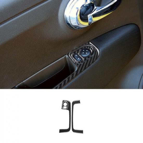 3Pcs Carbon Fiber Door Control Panel Sticker Cover Trim For Fiat 500 2012-2015