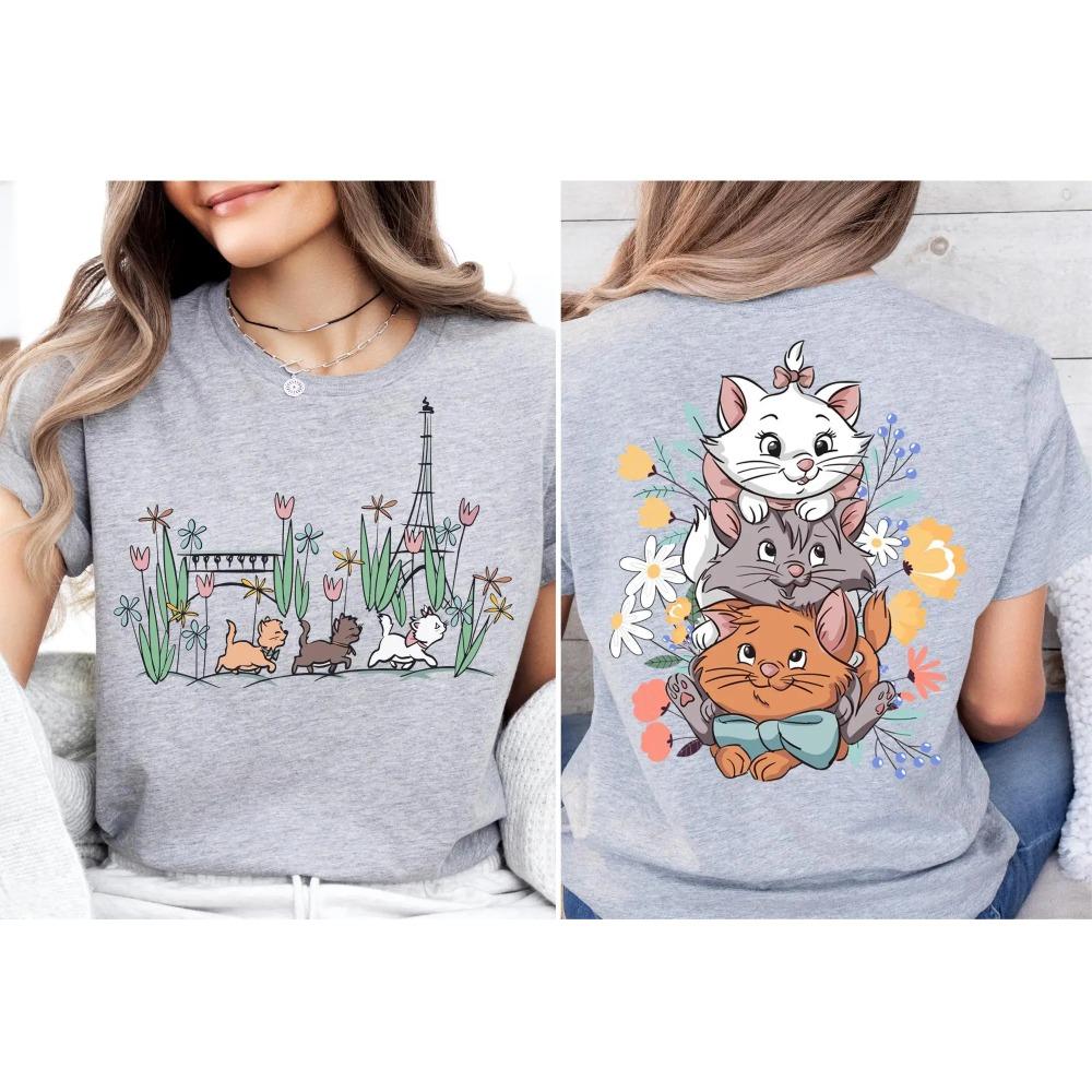 

Women Summer Cartoon New T-Shirt The Aristocats Shirt Marie Toulouse Berlioz Cats Tee Y2K Street Fashion Casual Versatile Top S