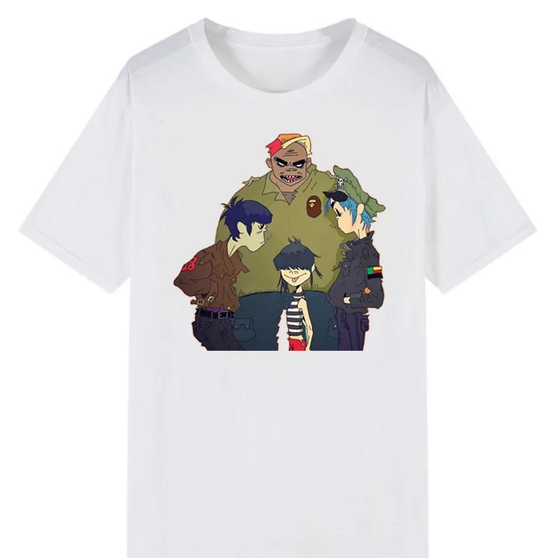 Harajuku Anime Shirt Gorillaz Tee Adult Great Quality Tshirt Retro Manga Graphic Tshirts Men Clothing Oversized T Shirt Mens Tee