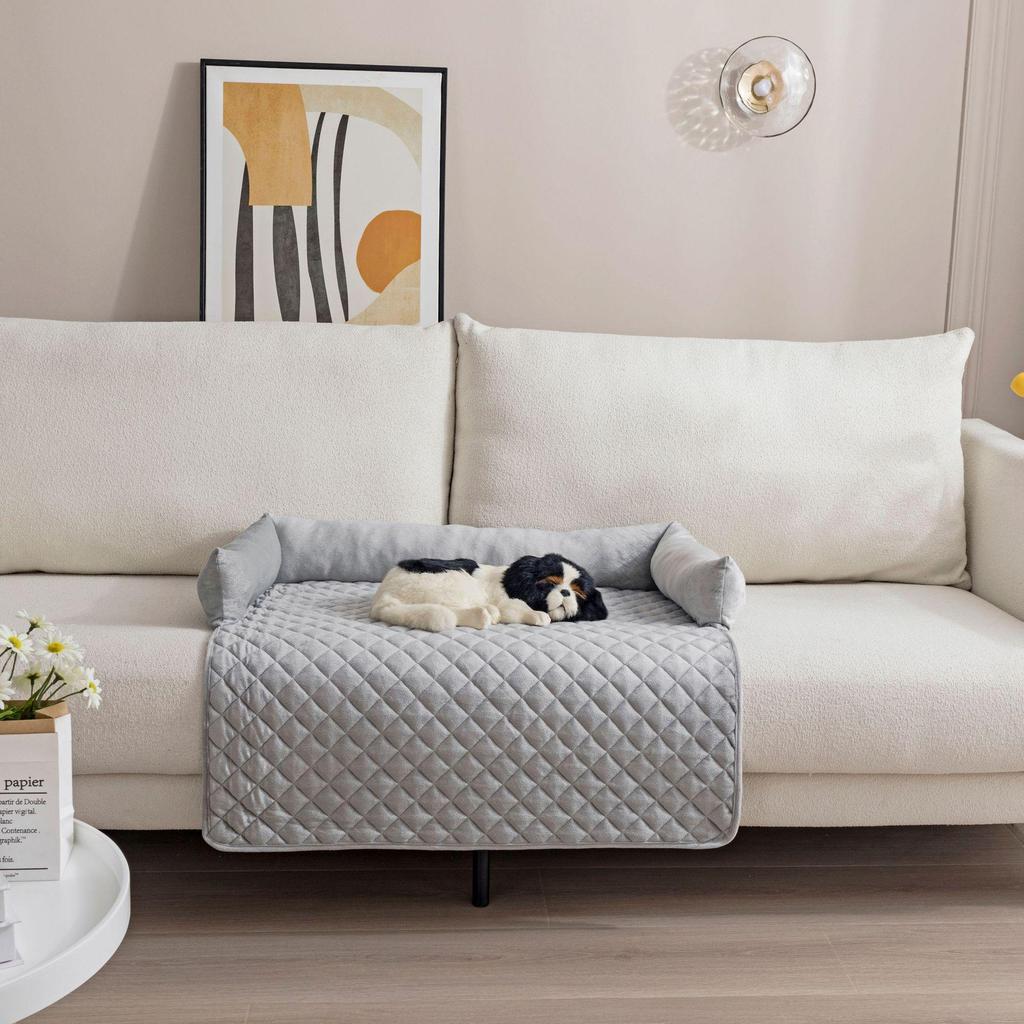 Cross-border Plush Pet Sofa Cushion: Cat & Dog Bed with Pillow