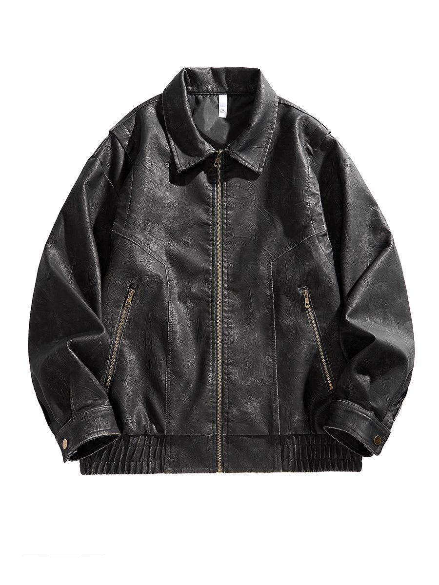 

Паризька шкіряна куртка великого розміру, двоколірна, зі спущеними плечима та вирізами на рукавах, колекція 2025 L сірий колір