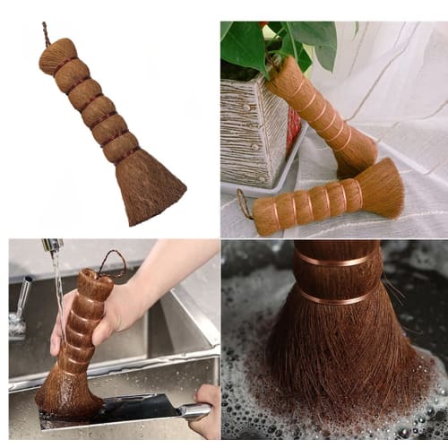 Kitchen brush, palm scrubber, healthy scrubbing brush, handle kitchen brush, dish brush, for woks and iron frying pans, Kamenoko scrubber, palm and co