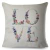Nordic Style Love Heart Letter Pillowcase Decor Flower Printed Pillow Case for Home Car Sofa Polyester Cushion Cover X