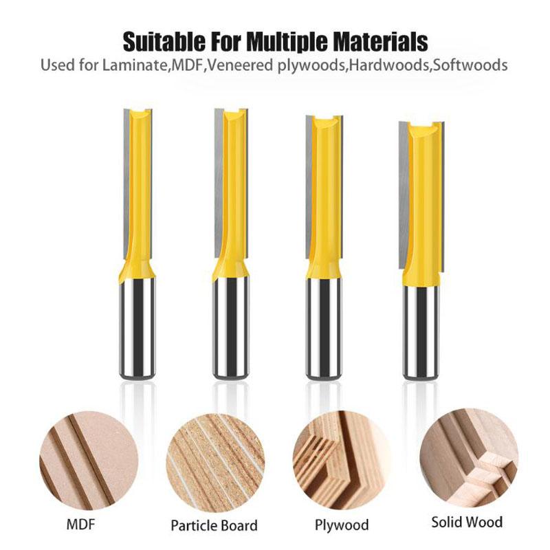 12mm 1/2inch Shank Router Bit Double Flute Long Straight Bits Grooving Bits Trimming Cutter Woodworking Milling Tools