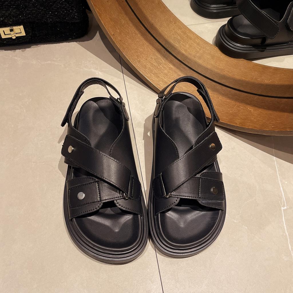 Velcro Platform Open-toed Sandals Women's Summer New Fashion Versatile Casual Soft-soled Beach Roman Shoes