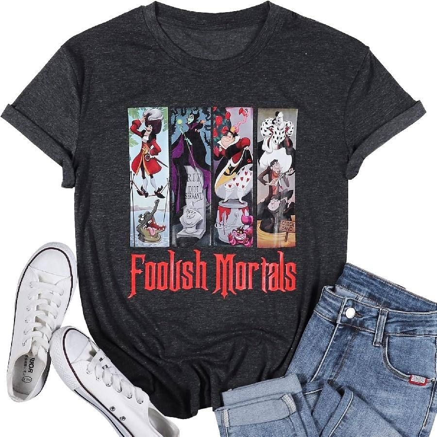 Beware of Hitch Hiking Ghost Shirt Women Funny Halloween Shirt Haunted Mansion Tshirt Hocus Pocus Fall Short Sleeve Top S