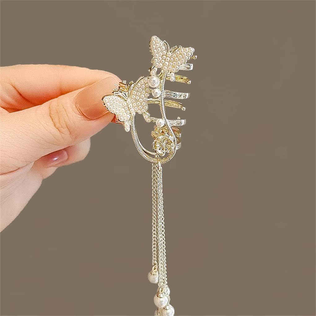 Women Hair Claw Zinc Alloy Personalized Stylish Clip with Tassel Ladies Headwear Decoration Wedding Face Washing Clamp