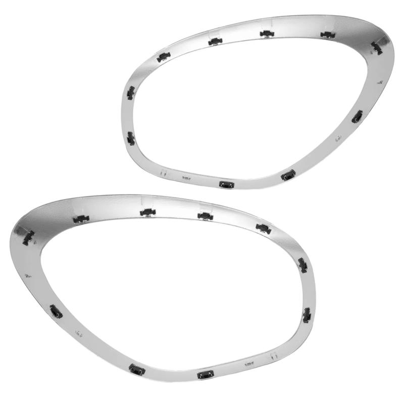 ABLZ-Chrome Trim Ring Bezel 1 Pair For Headlight For Mini Cooper Countryman Paceman 2011- 2016 LH& RH