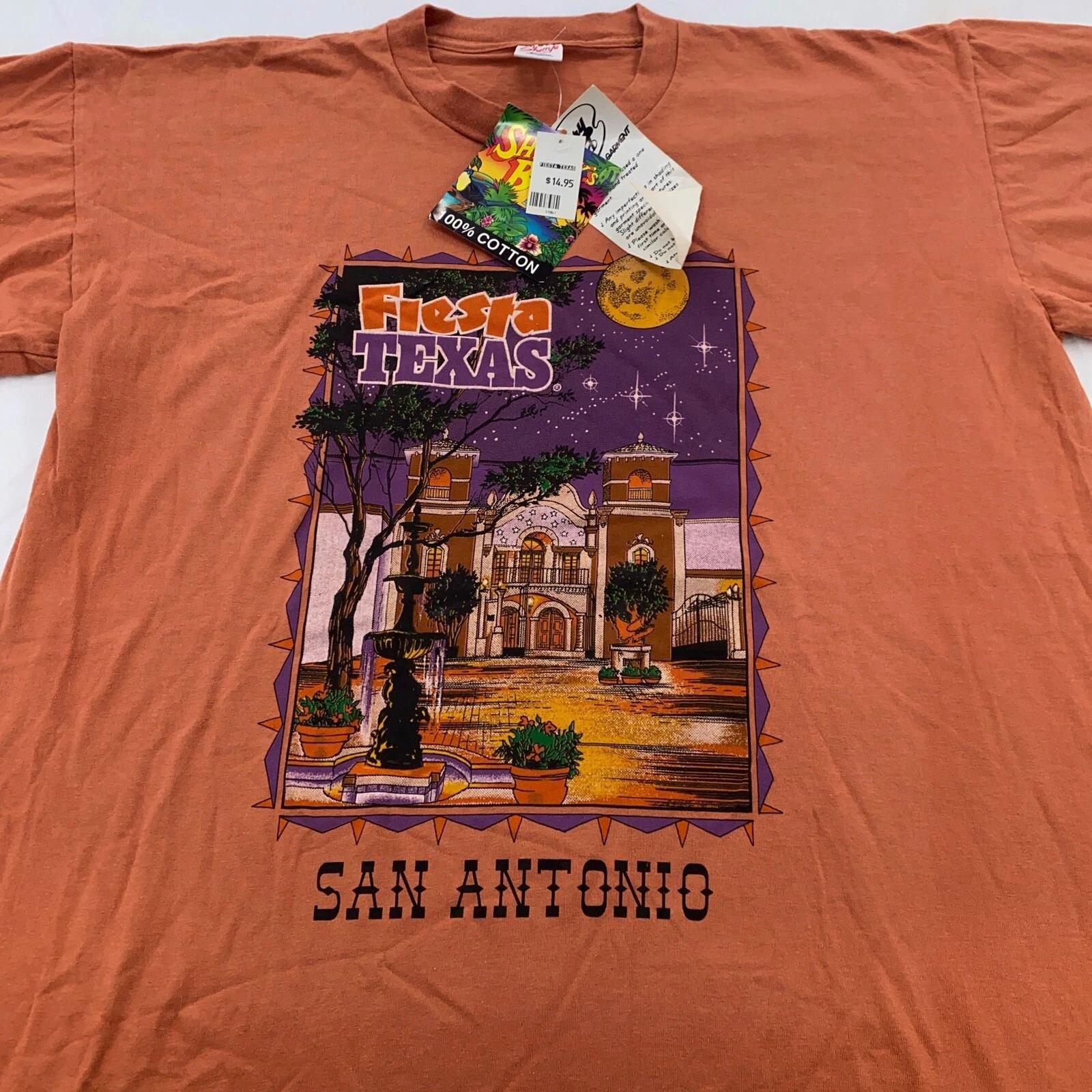 Новый с биркой винтажная футболка 90-х FIESTA SAN ANTONIO TEXAS XL NOS луна мультфильм город S