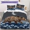 Vintage Bear Pattern Bedding uilt Set uilt Cover Pillowcase Home Decoration Birthday Gift (1 * duvet cover + 2 * pillowcase without core)