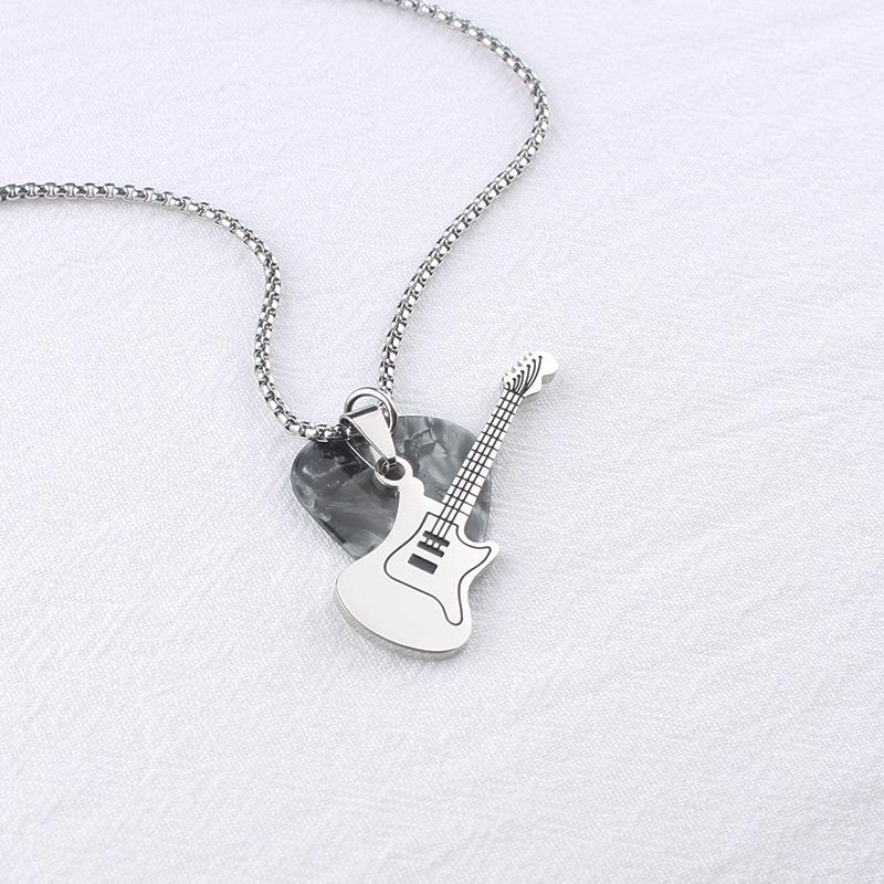 Men's Stainless Steel Guitar Pick Pendant: Hip Hop Rock Niche Design Jewelry