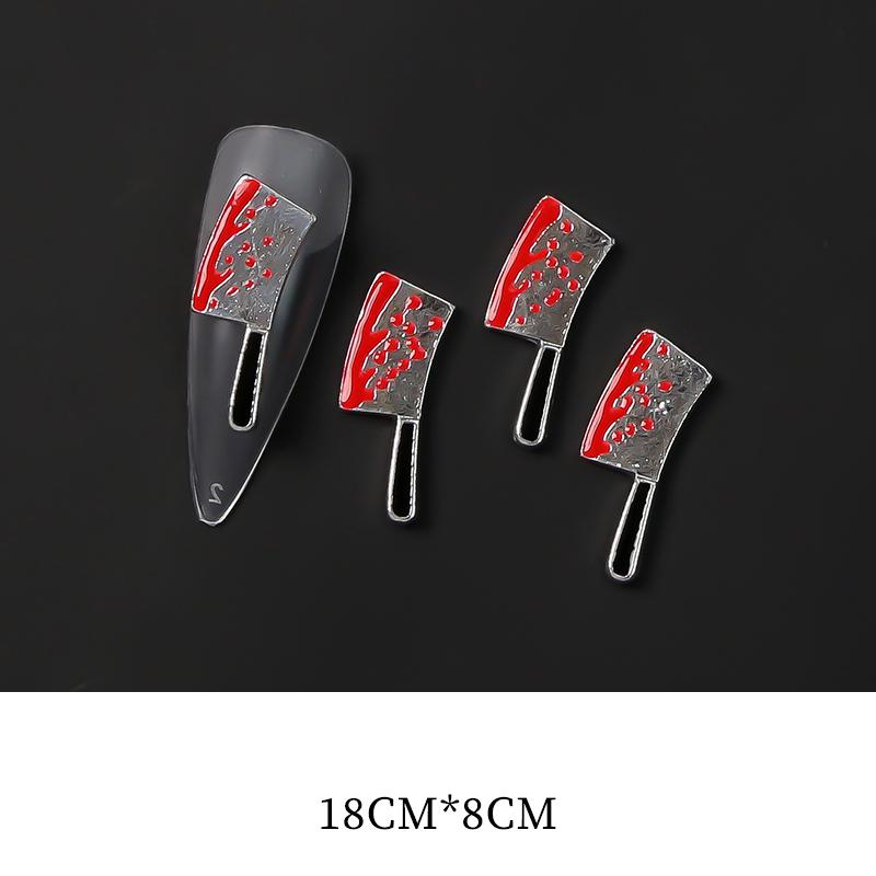 

10 шт., искусственный нож с кровью, Хэллоуин, 3D подвески для ногтей, панк, металлический сплав, сделай сам, украшения для ногтей, маникюр, украшение для ногтей X-286