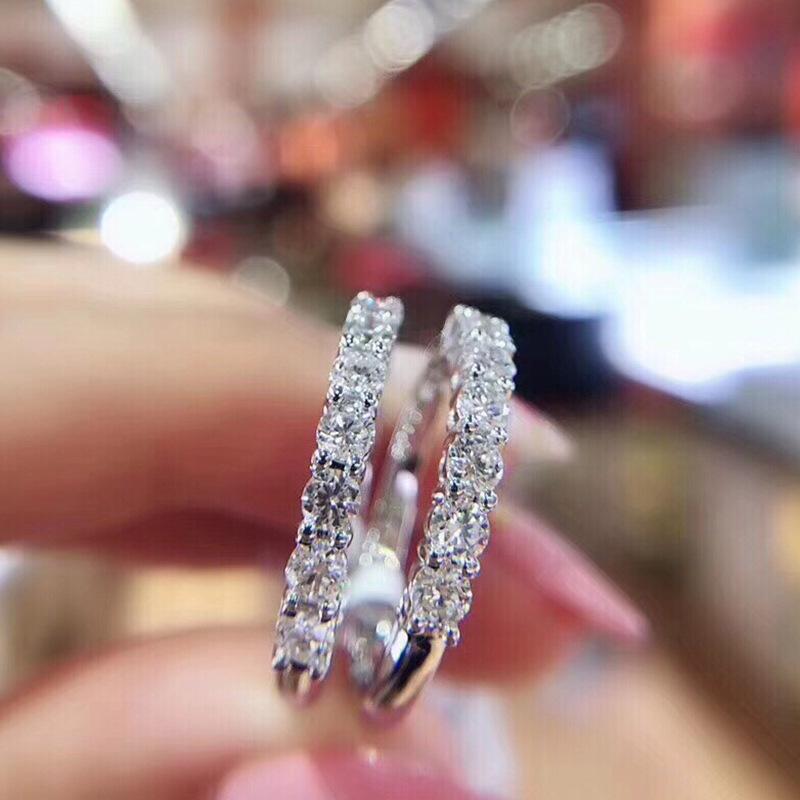 Moissanite Eternity Ring 0 .7 Ct D Color Clarity Platinum Plated Sterling Silver Wedding Band Moissanite Engagement Ring