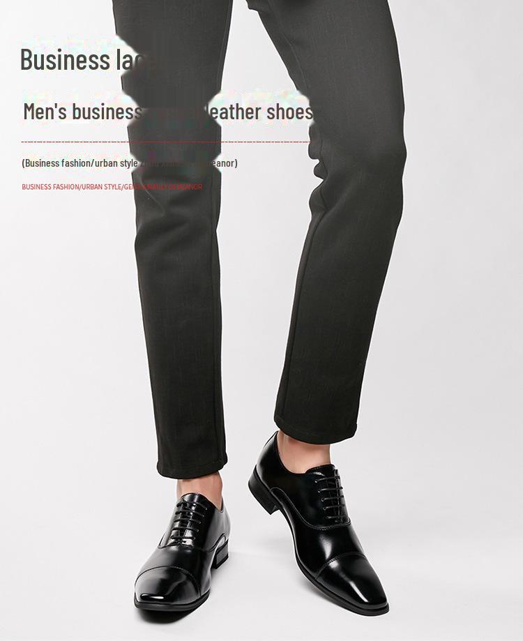 2024 Men's Formal Japanese Leather Oxford Lace-Up Shoes for Weddings & Business Attire