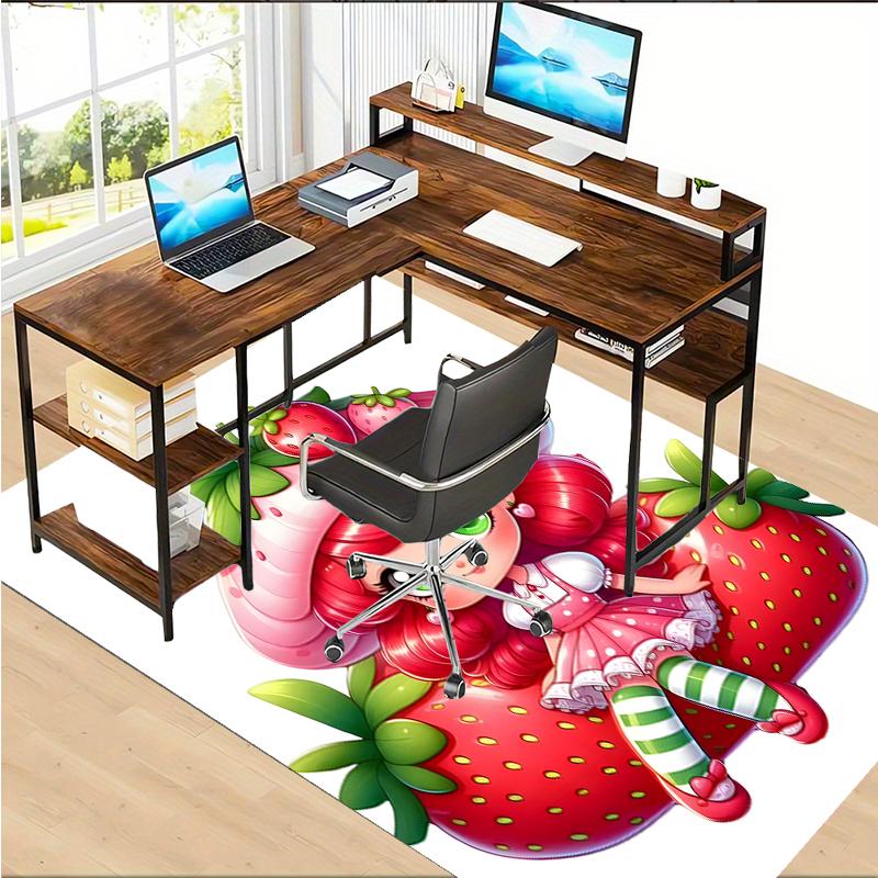 Strawberry Polyester Carpet, Soft Indoor Mat for Office Chair, Living Room, Computer Desk - Decorative Home Office Rug Design