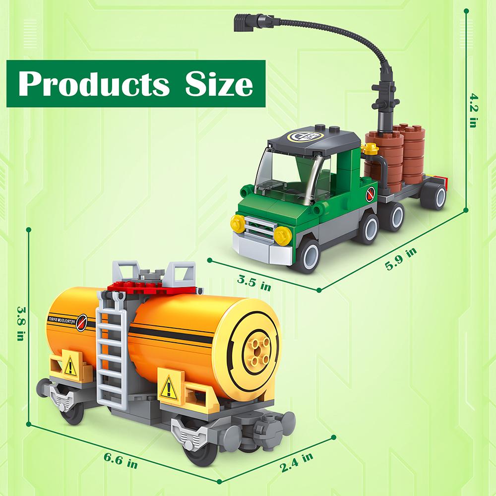 Non-Toxic 203Pcs Children Toys Railway Oil Tank Car Moc Building Blocks Model Assembly Train Steam Toys Birthday Gifts