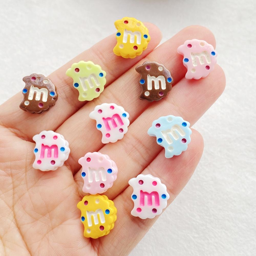 30pcs Colorful Kawaii Cartoon Gap M Bean Flat Bottom Cookie Flat back Resin Scrapbooks Figurines DIY Decor Crafts
