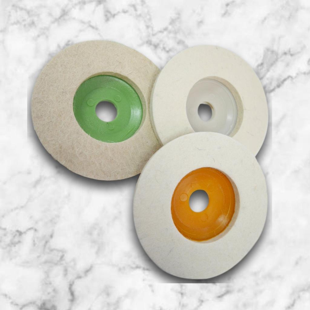 LAPHSODA Replacement Felt Buffs for Grinders, 100mm Outer Diameter Discs (3. Coarse, 10 Discs)