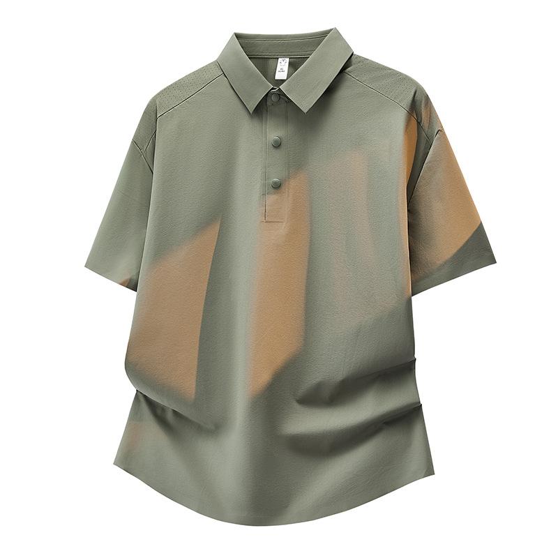 Polo shirt men's ice silk nylon high-end seamless business casual ice-feel lapel men's short-sleeved T-shirt quick-drying