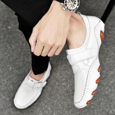 Italienische Marke Herren Slipper Slip-on Weiße Lederschuhe Britischer Stil Mokassin Schuhe Formell Bequem Weich besohlt Freizeitschuhe