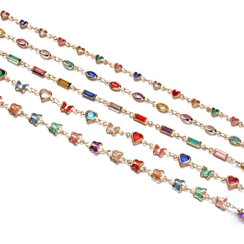 1Meter Copper Chain With Crystal Beads Chain DIY Necklace Bracelet For Jewelry Making Supplies