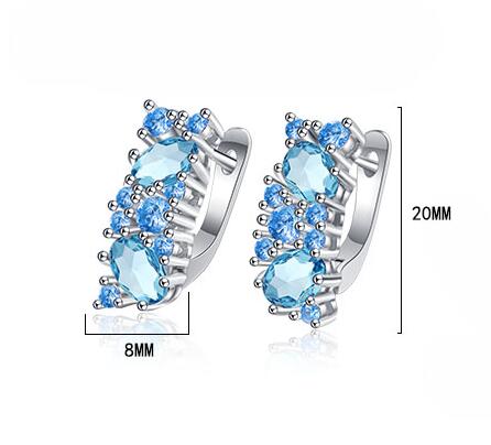 Oval Genuine Natural Blue Topaz 925 Sterling Silver Stud Earrings for Women Fashion Statement Gemstone Jewelry 2