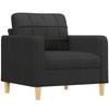 Armchair with Footstool Black 60 Cm Fabric