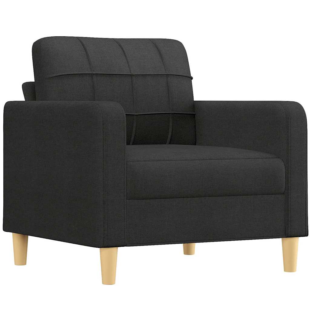 Armchair with Footstool Black 60 Cm Fabric