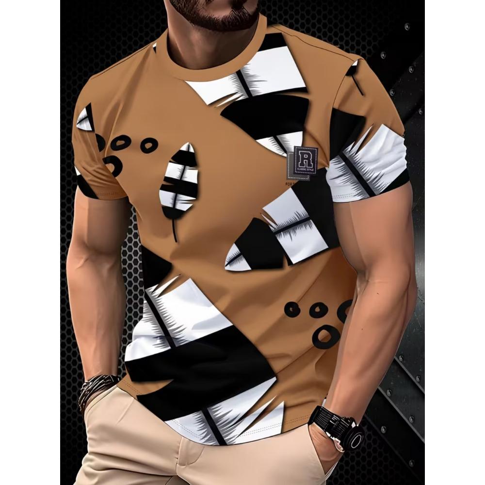 3D Print Mens O-Neck Short Sleeved Tee Street Daily Fashion T-Shirt for Men Oversized Summer Tops